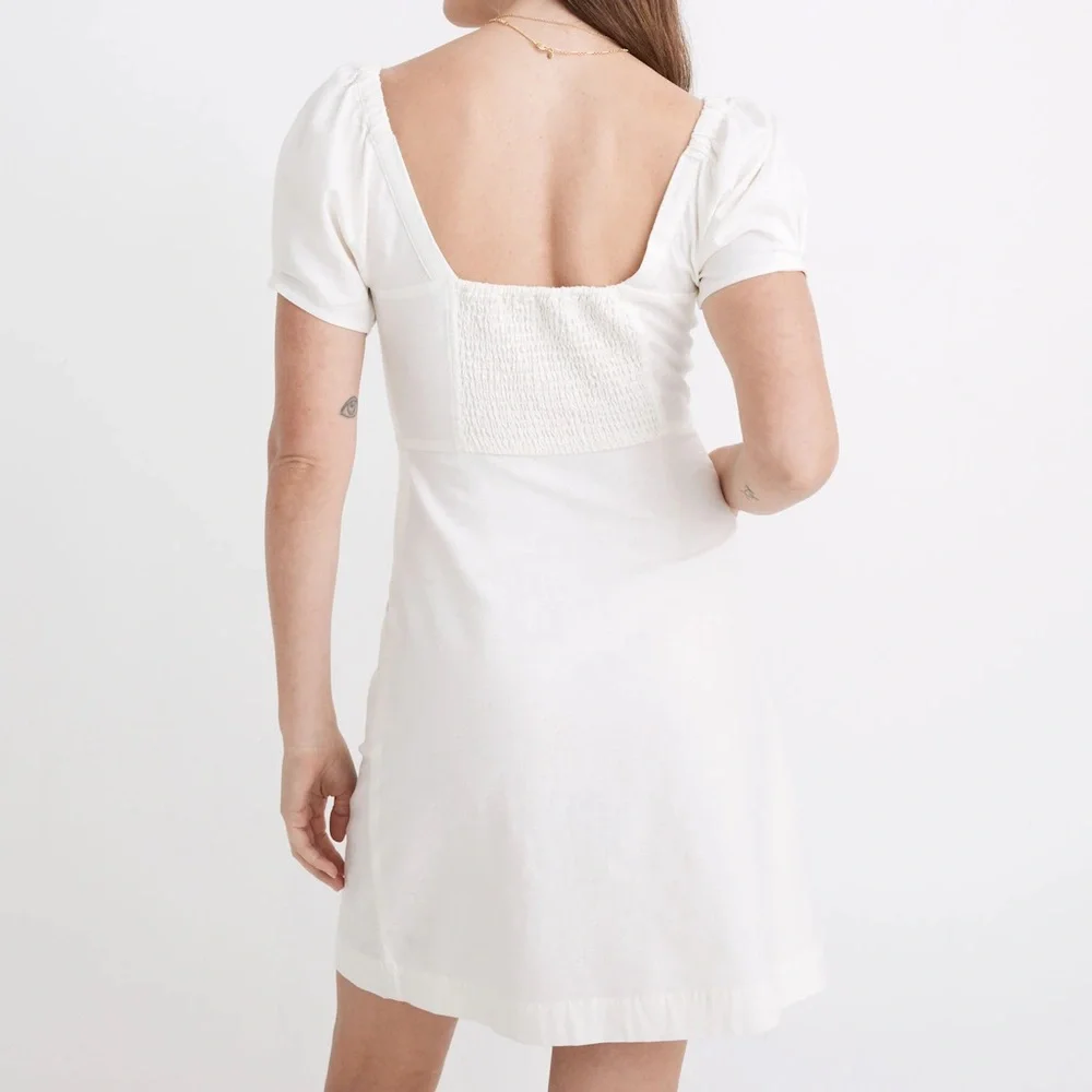 Madwell Linen-Cotton Puff-Sleeve Mini Dress size 16W - Picture 3 of 8